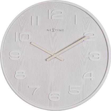 NeXtime Wandklok 52.8 x 3 cm Hout Wit 'Wood Big'