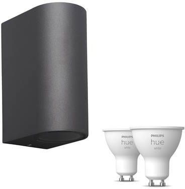 Philips Mantra Kandachu Wandlamp Rond Incl. Hue White GU10 Antraciet