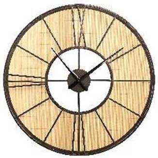 PTMD Andis Ronde Wandklok 85 x 9, 5 x 85 cm Metaal/Rotan Bruin