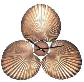 PTMD Diffy Wandklok Leliebladeren 42 x 4 x 39, 5 cm Metaal Koper