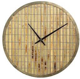 PTMD Ferine Ronde Wandklok 56 x 4 x 56 cm Metaal/Rotan Bruin