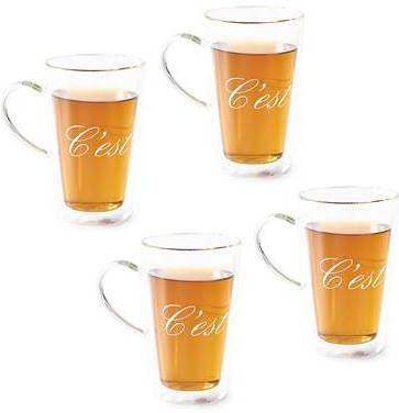 Riviera Maison C'est Chaud Dubbelwandige Glazen set 4 Stuks 370ML
