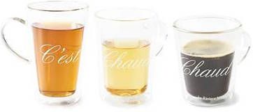 Riviera Maison Dubbelwandige Glazen Set 3 Formaten Mokken Met Tekst