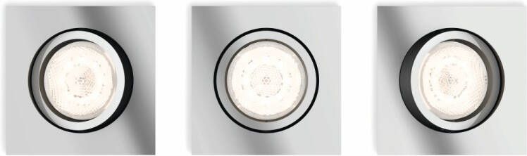 Philips Warm Glow inbouwspots Shellbark(3x)3x4, 5w 2700K vierkant chroom 5039311P0