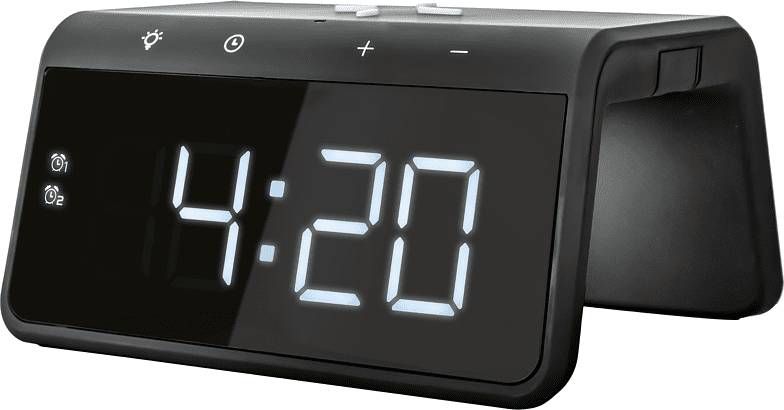 Caliber Digitale Wekker Met Draadloze Oplader Dual Alarmklok Nachtlamp En Wake Up Light(Hcg019qi ba )