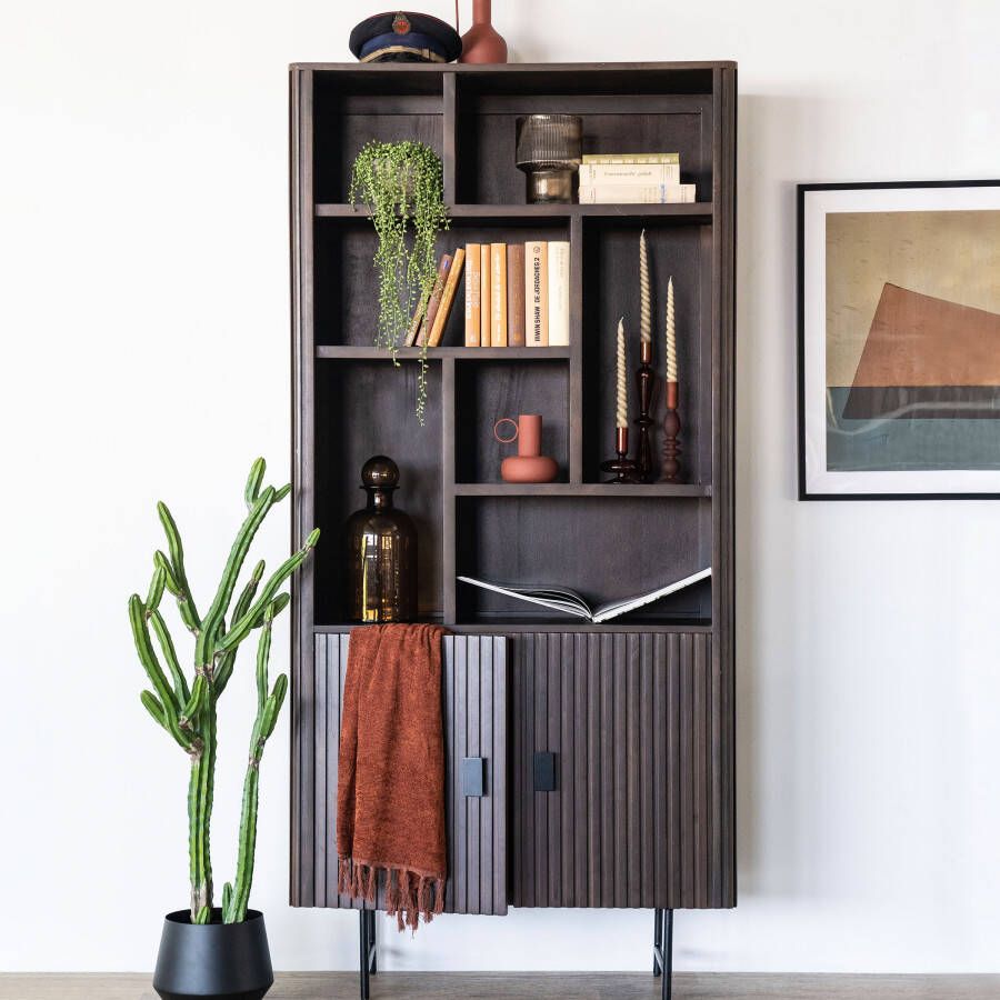 Eleonora Boekenkast 'Remi' Mangohout, 200 x 96cm, kleur Bruin