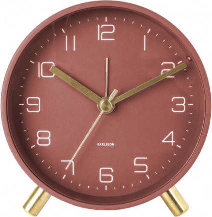 Karlsson Wekkers Alarm clock Lofty metal matt, D. 11cm Rood