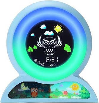 Leuke Uil Kinderwekker met Nachtlampje Blauw
