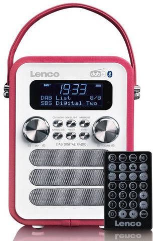 Lenco Draagbare Dab+ Fm Radio Met Bluetooth® En Aux ingang, Oplaadbare Batterij Pdr 051pkwh Wit roze