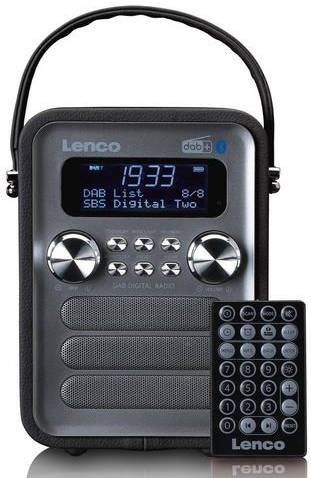 Lenco Draagbare Dab+ Fm Radio Met Bluetooth® En Aux ingang, Oplaadbare Batterij Pdr 051bksi Zwart antraciet