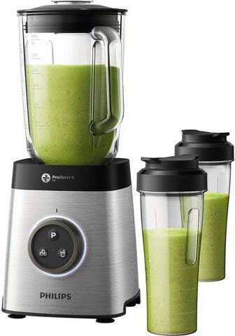 Philips Blender HR3655/00 ProBlend 6 3D technologie, 2 liter glazen pot, 2 drinkflessen