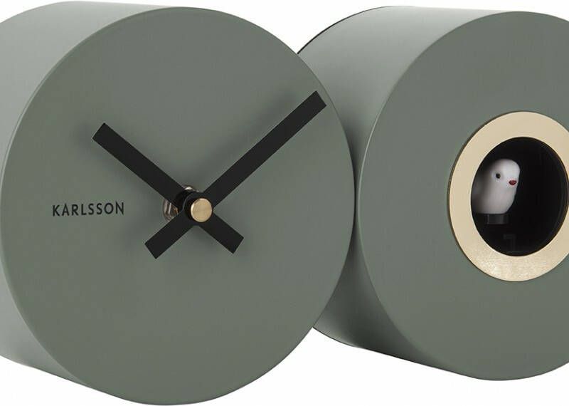 Karlsson Wandklokken Wall Clock Duo Cuckoo Groen