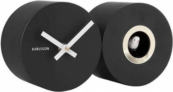 Karlsson Wandklokken Wall Clock Duo Cuckoo Zwart