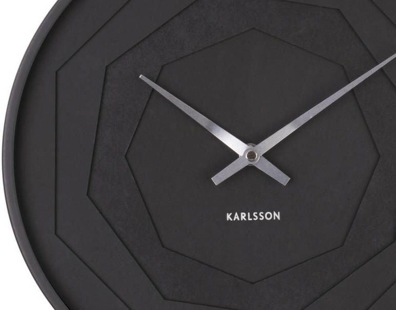 Karlsson Wandklokken Wall clock Layered Origami Zwart