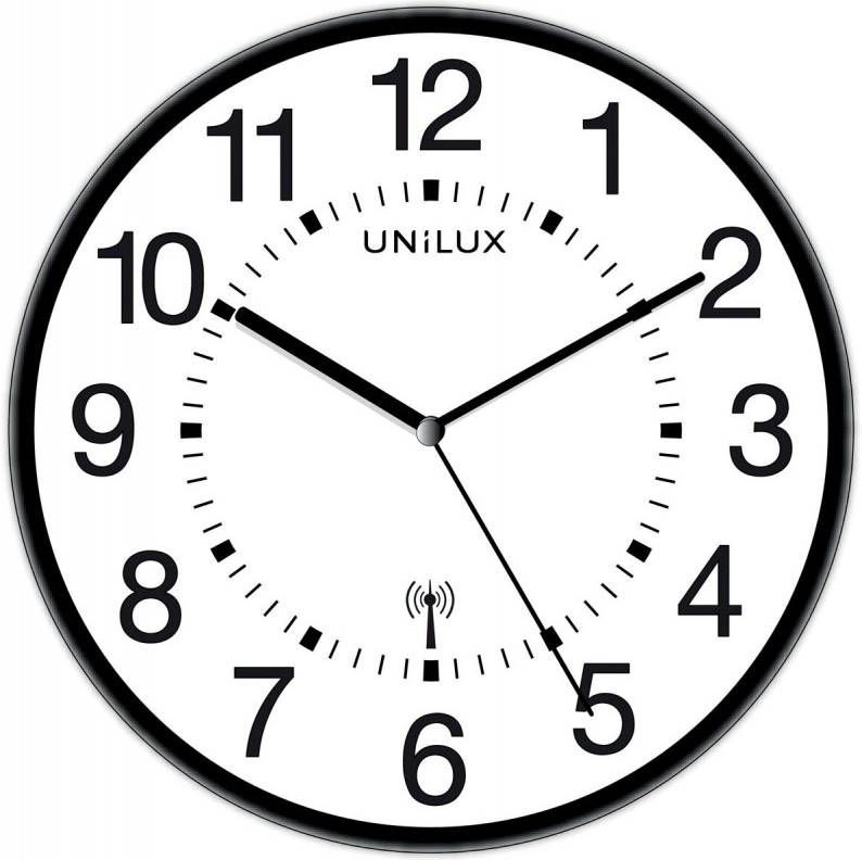 Paagman Unilux Wandklok Wave, Radiogestuurd, Diameter 30 Cm, Zwart/wit