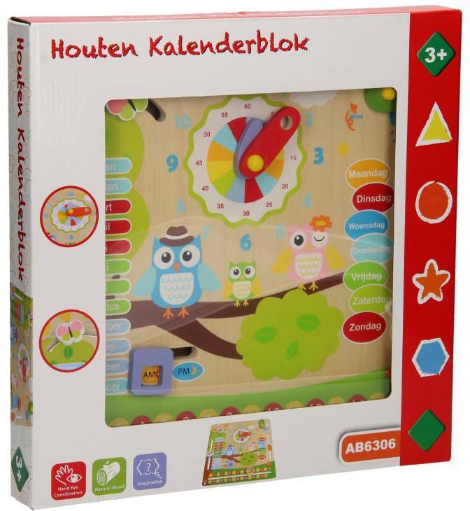 Goula Houten Kalenderklok Leerklok