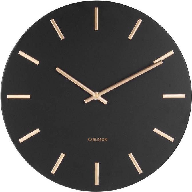 Light & Living Karlsson Wall clock Charm steel black w.gold battons small online kopen