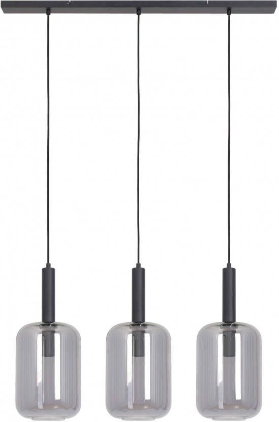 Light & Living Hanglamp 'Lekar' 3 Lamps, kleur Zwart/Smoke