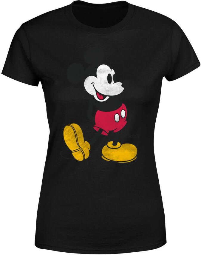Disney Mickey Mouse Classic Kick Women's T Shirt Black 4XL Zwart