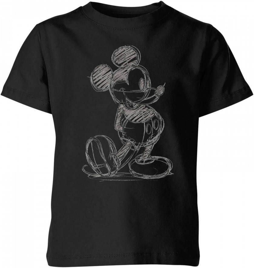 Disney Mickey Mouse Sketch Kids' T Shirt Black 146/152(11 12 jaar) Zwart