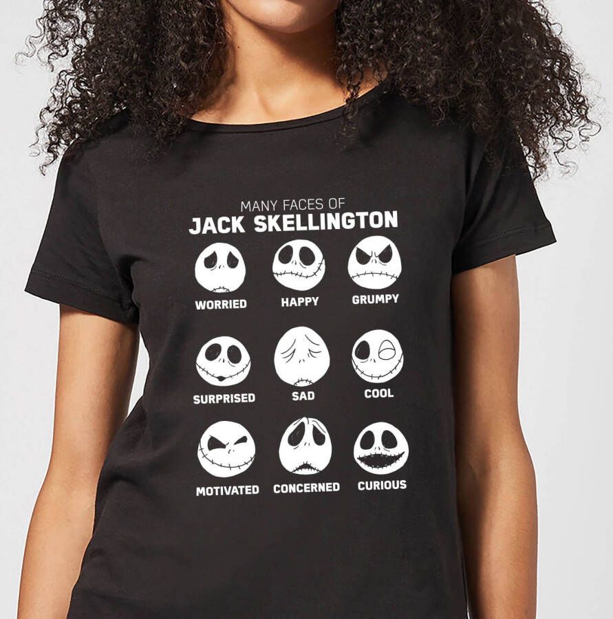 Disney Nightmare Before Christmas Jack Pumpkin Faces Collection Women's T Shirt Black