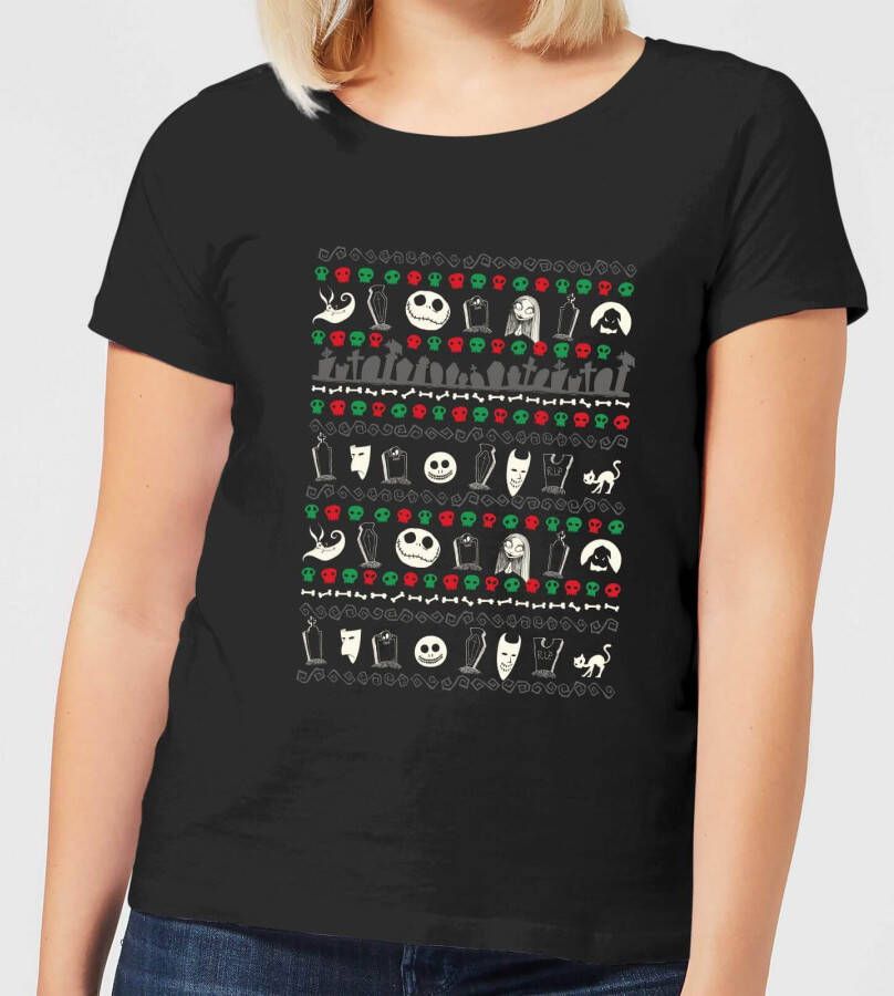 Disney Nightmare Before Christmas Jack Sally Zero Faces Women's T Shirt Black