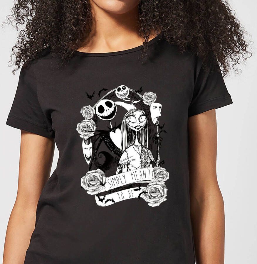Disney Nightmare Before Christmas Jack Skellington and Sally Women's T Shirt Black